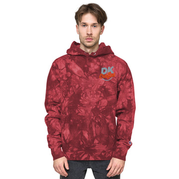Unisex Champion tie-dye hoodie, Mulled Berry, front view