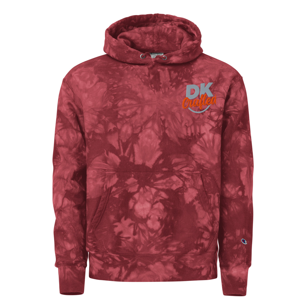 Unisex Champion tie-dye hoodie, Mulled Berry, front view