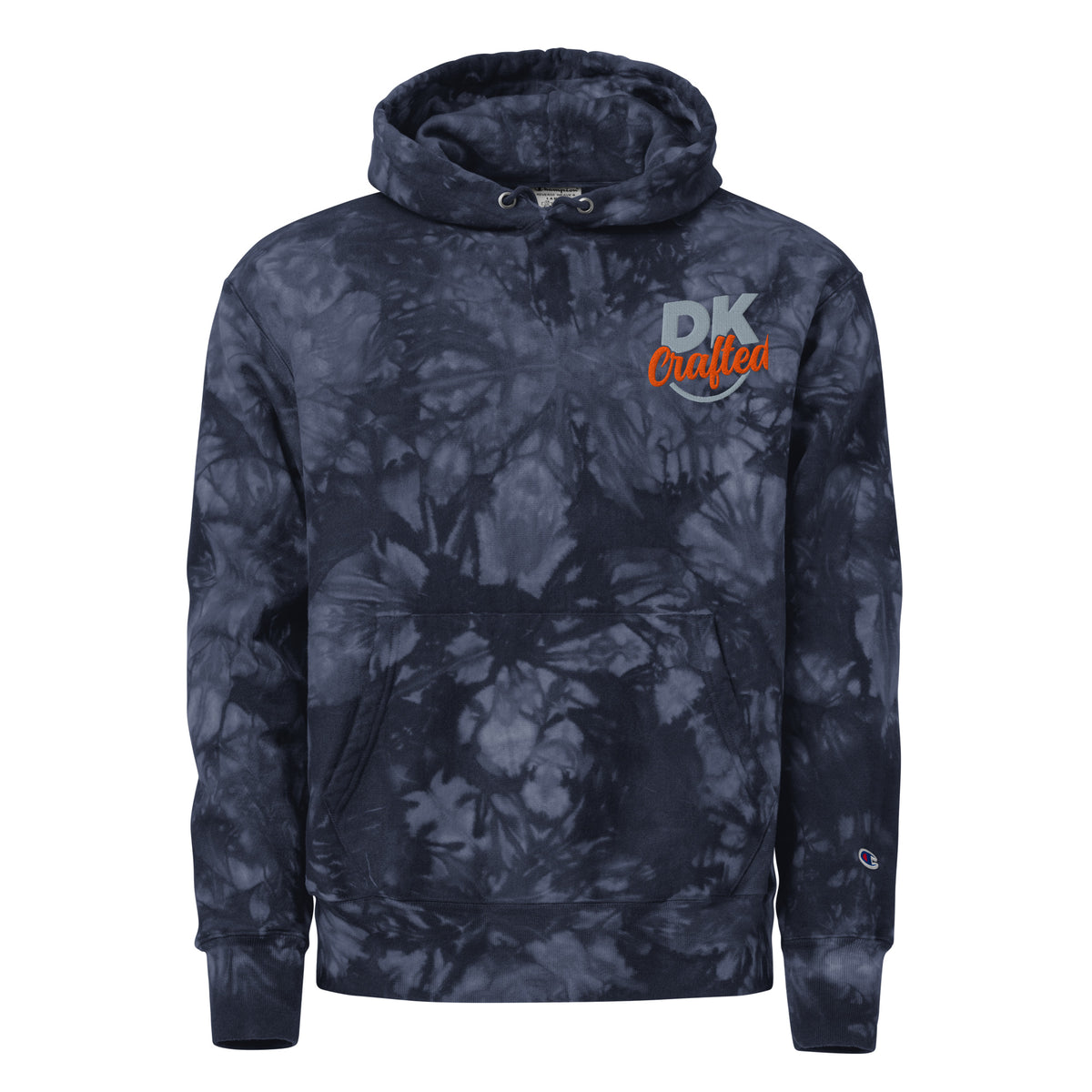 Unisex Champion tie-dye hoodie, Navy, front view