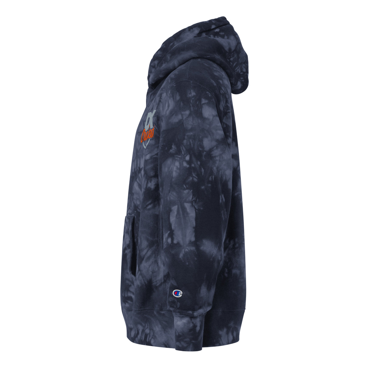 Unisex Champion tie-dye hoodie, Navy, left view