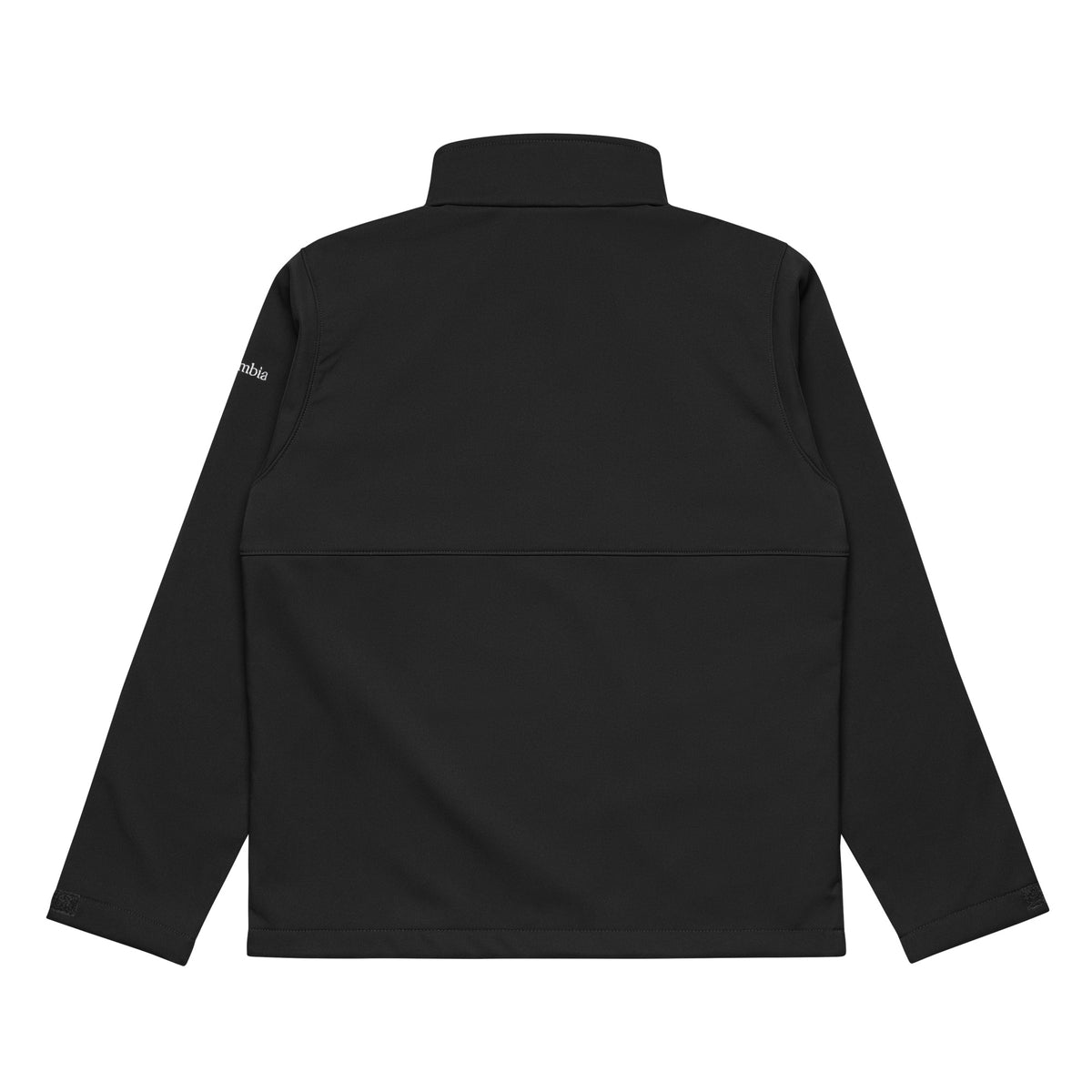 Columbia soft shell jacket in Black, back view