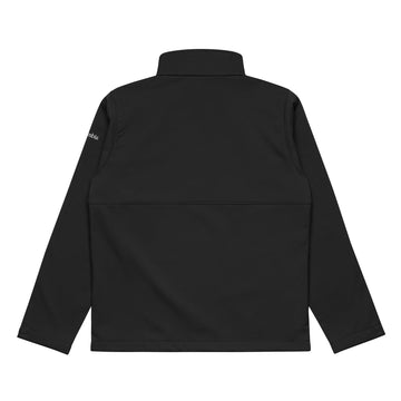 Columbia soft shell jacket in Black, back view