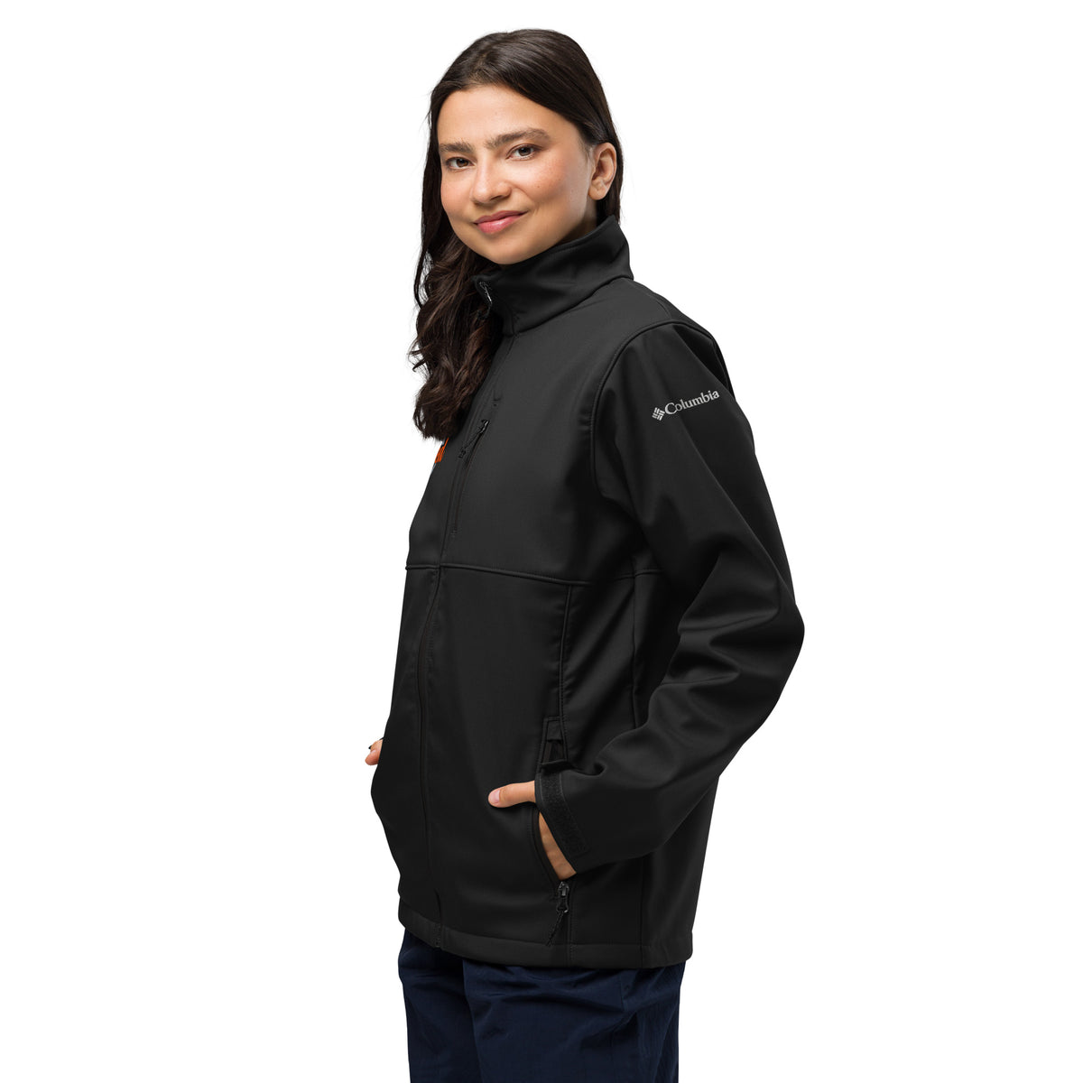 Columbia soft shell jacket in Black, left side view