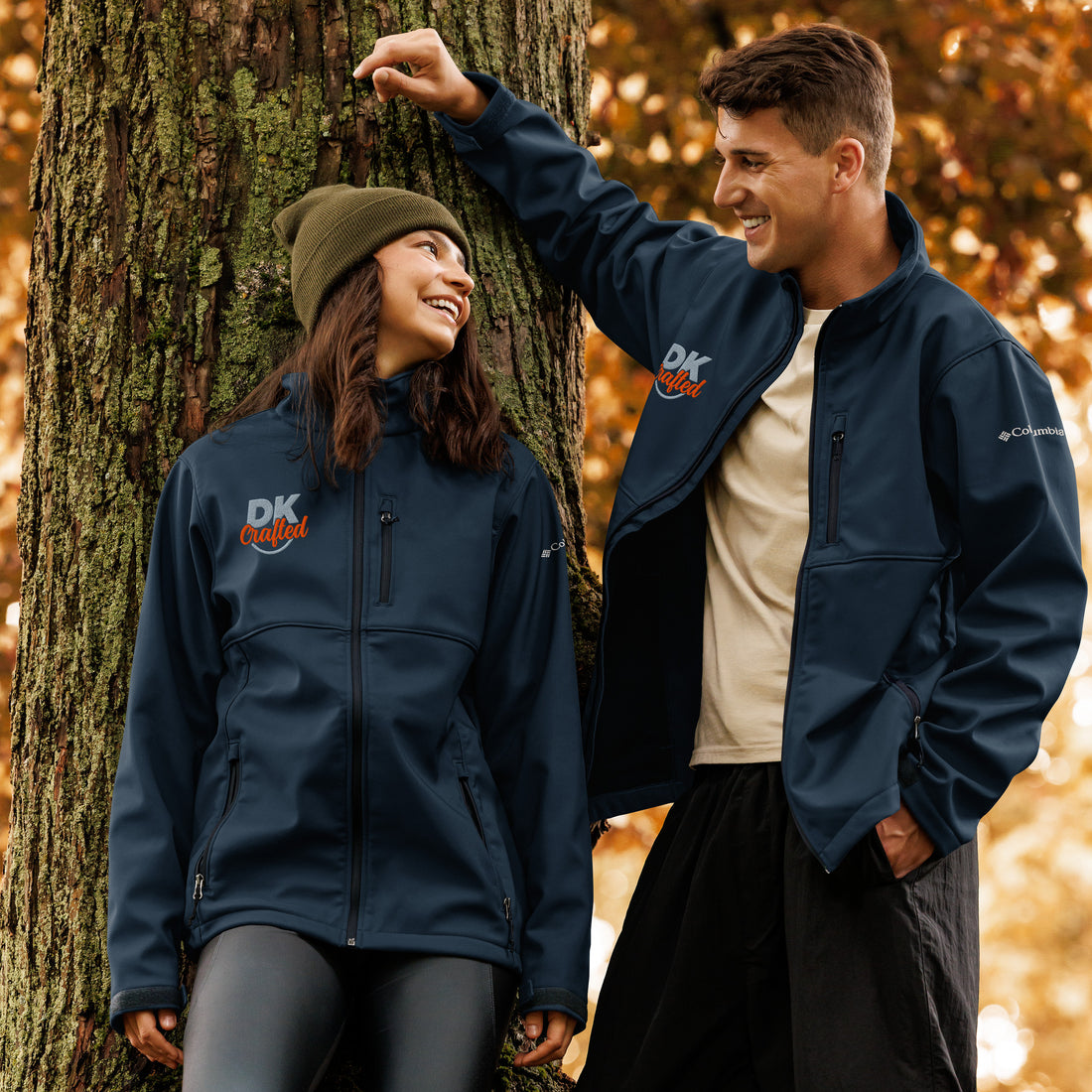 Columbia soft shell jacket in Collegiate Navy, front view
