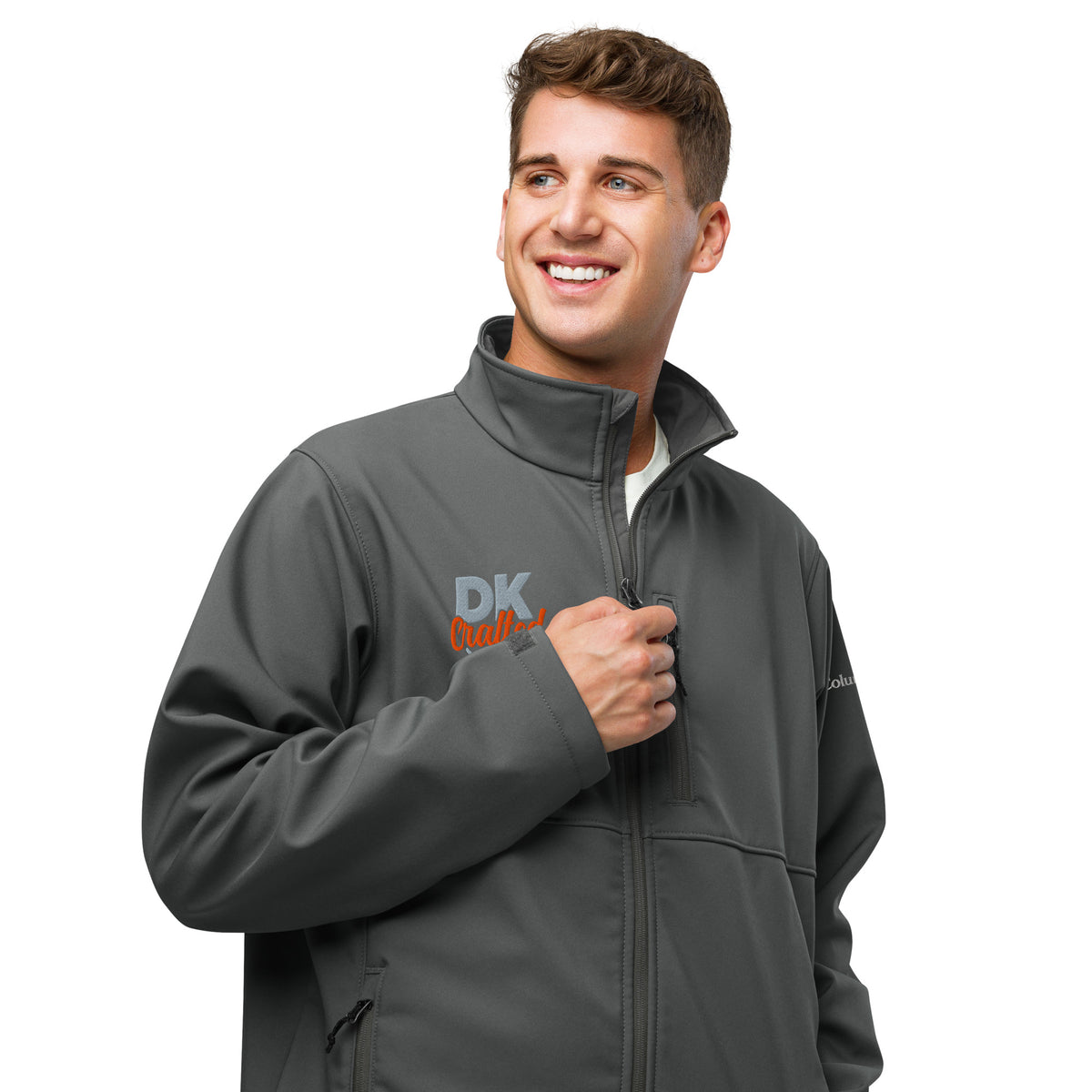 Columbia soft shell jacket in Graphite, front view