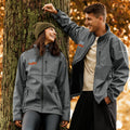 Columbia soft shell jacket in Graphite, front view