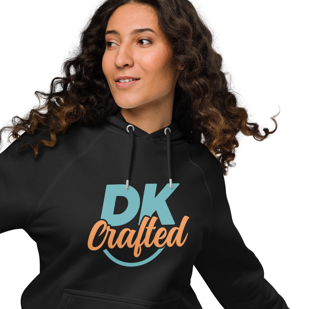 Unisex eco raglan hoodie, Black, front view