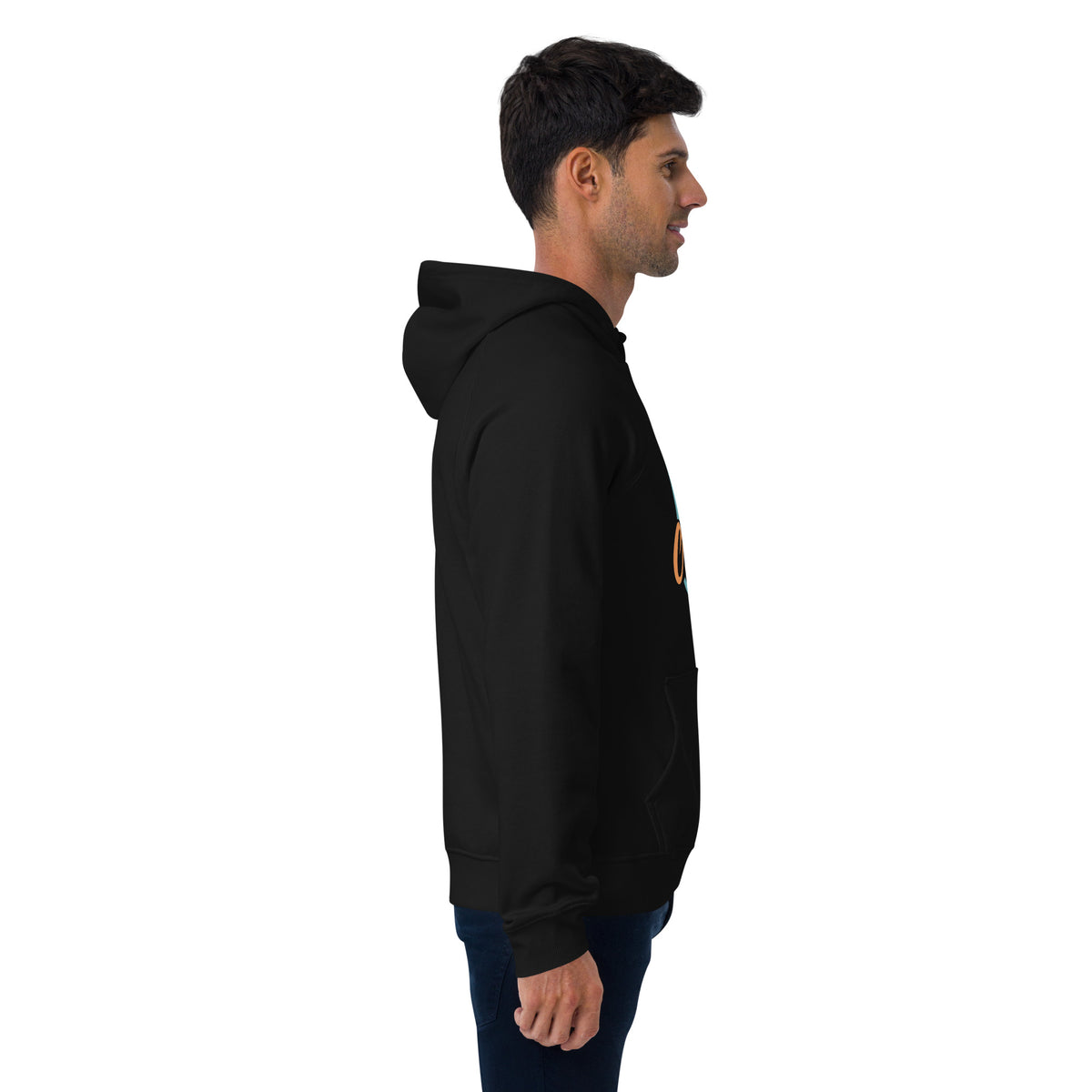 Unisex eco raglan hoodie, Black, right view