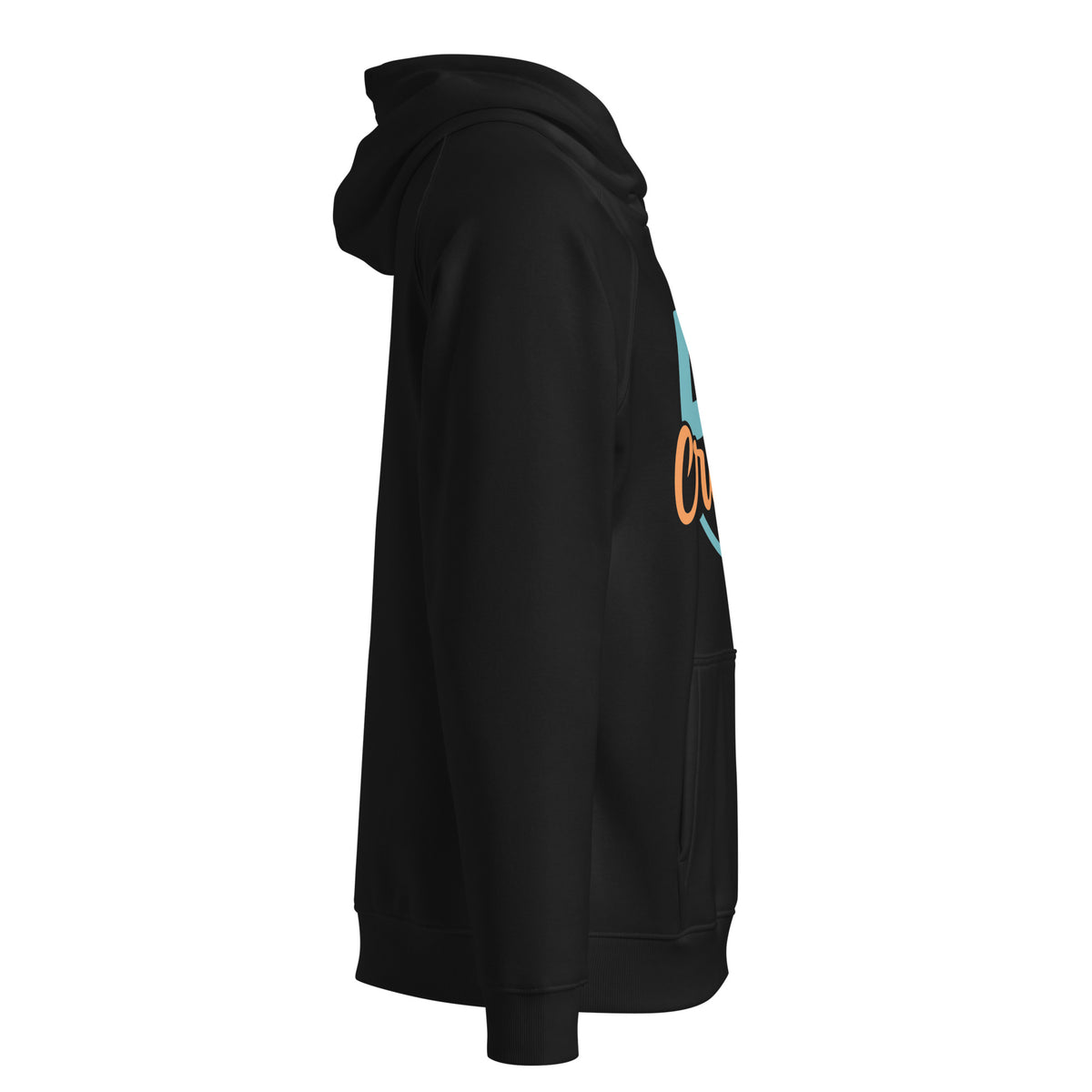 Unisex eco raglan hoodie, Black, right view