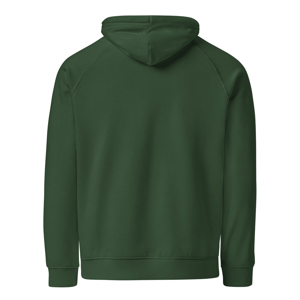 Unisex eco raglan hoodie, Bottle Green, back view