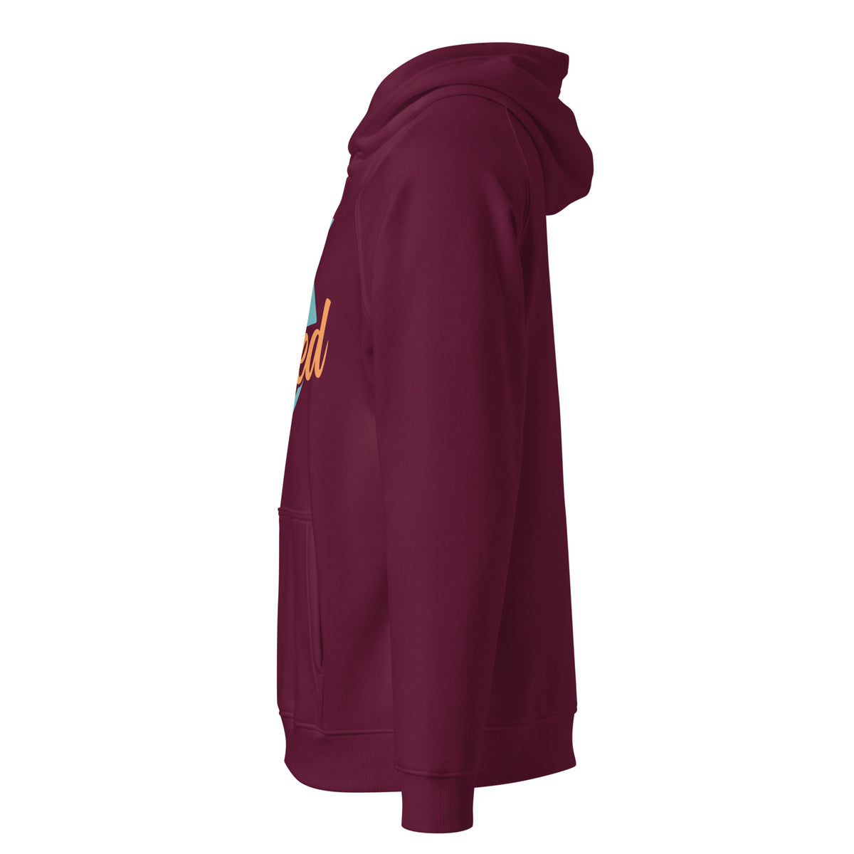Unisex eco raglan hoodie, Burgundy, left view