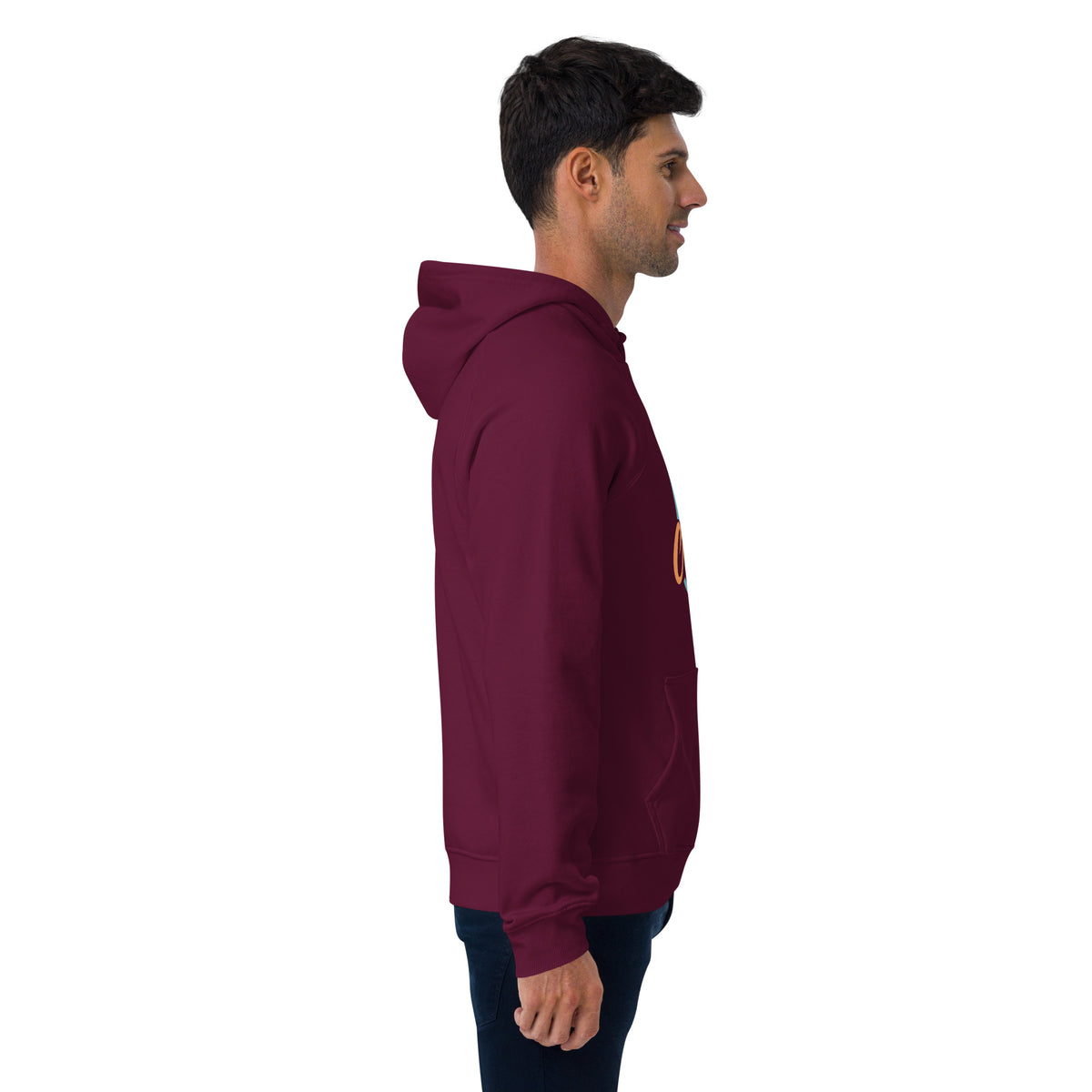 Unisex eco raglan hoodie, Burgundy, right view