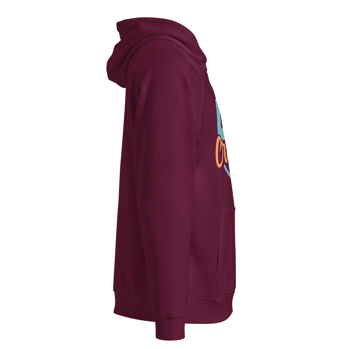 Unisex eco raglan hoodie, Burgundy, right view