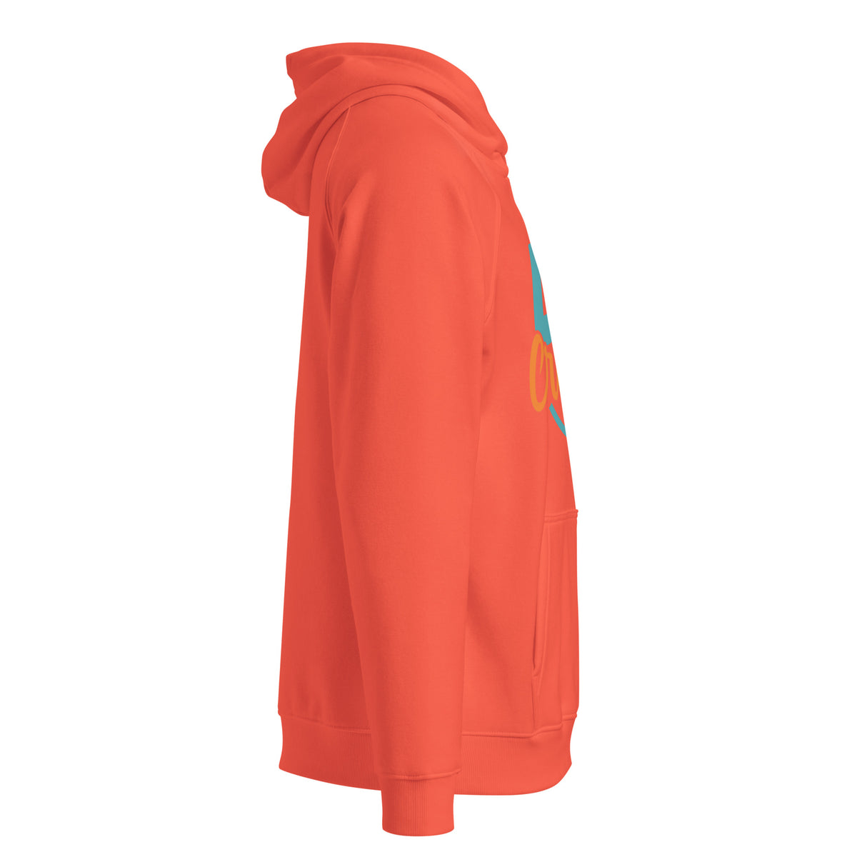 Unisex eco raglan hoodie, Burnt Orange, right view