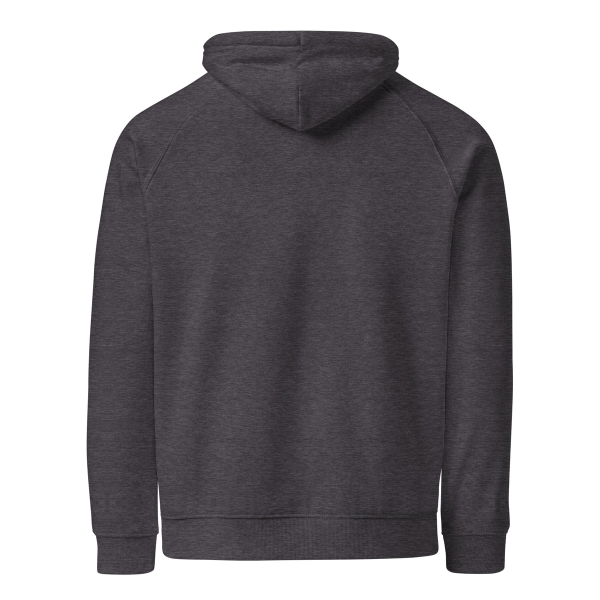 Unisex eco raglan hoodie, Charcoal Melange, back view