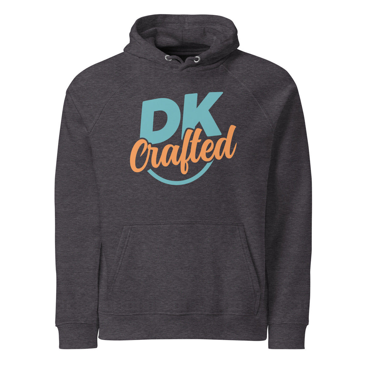 Unisex eco raglan hoodie, Charcoal Melange, front view