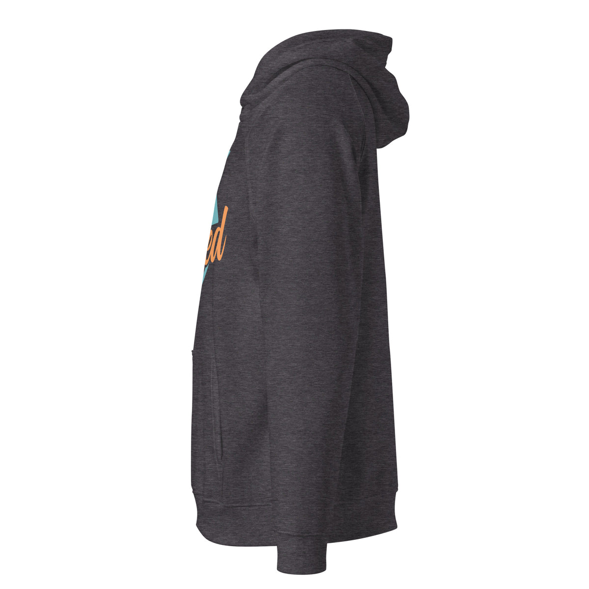 Unisex eco raglan hoodie, Charcoal Melange, left view