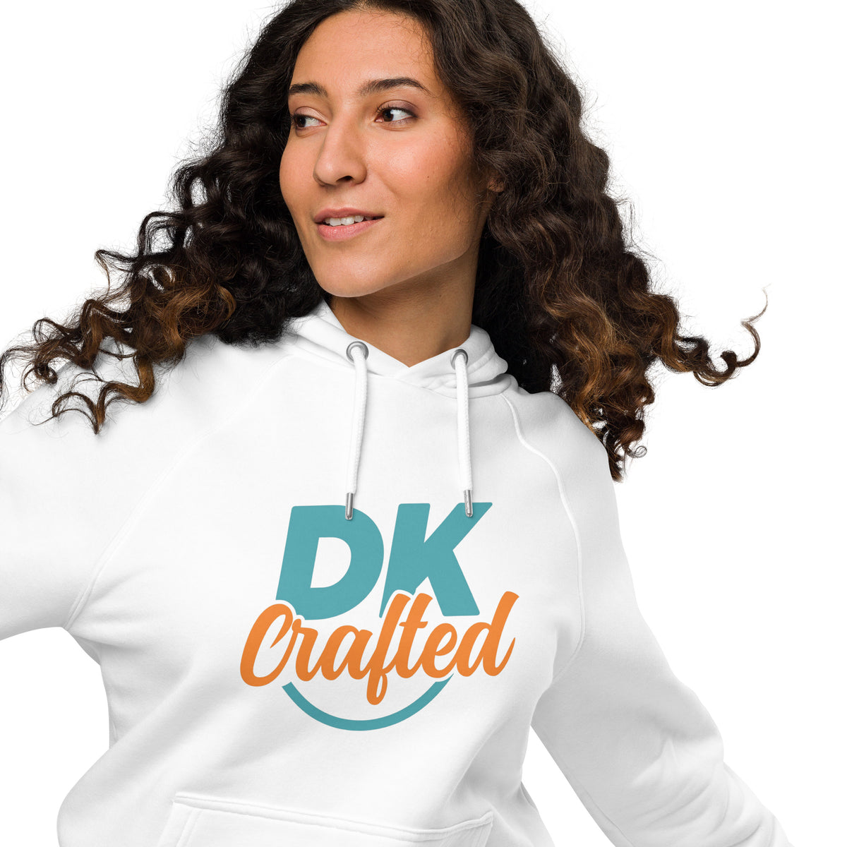 Unisex eco raglan hoodie, White, front view