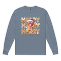 Unisex garment-dyed heavyweight long-sleeve shirt in Blue Jean, front view