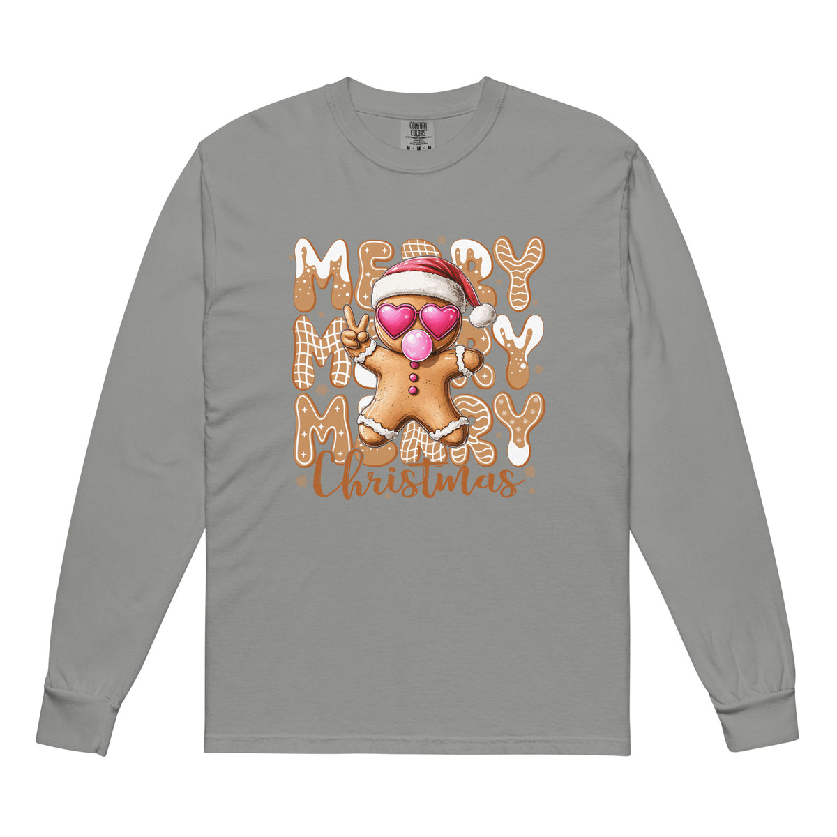 Unisex garment-dyed heavyweight long-sleeve shirt in Grey, front view