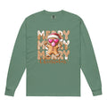 Unisex garment-dyed heavyweight long-sleeve shirt in Light Green, front view