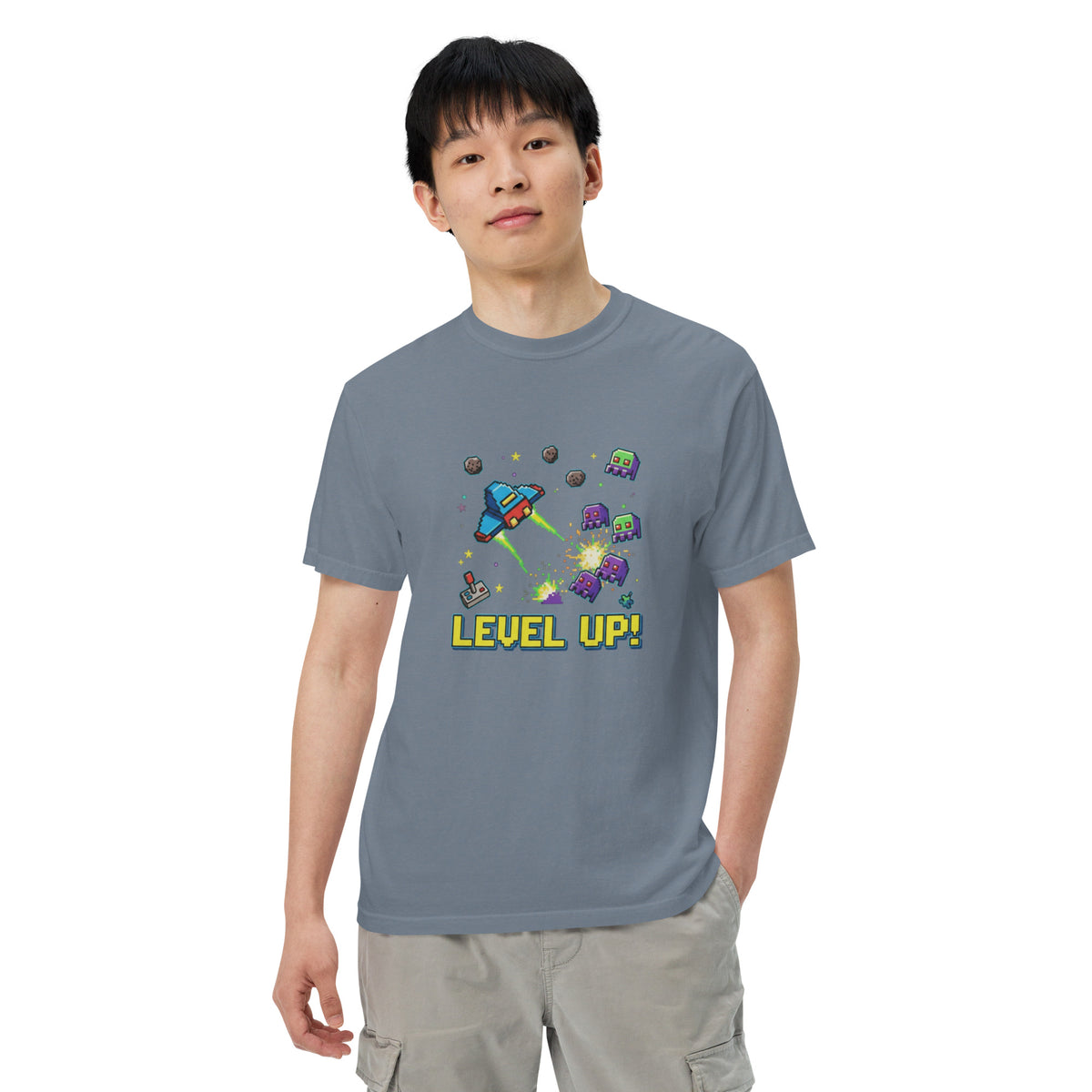 Unisex garment-dyed heavyweight t-shirt, Blue Jean, front view