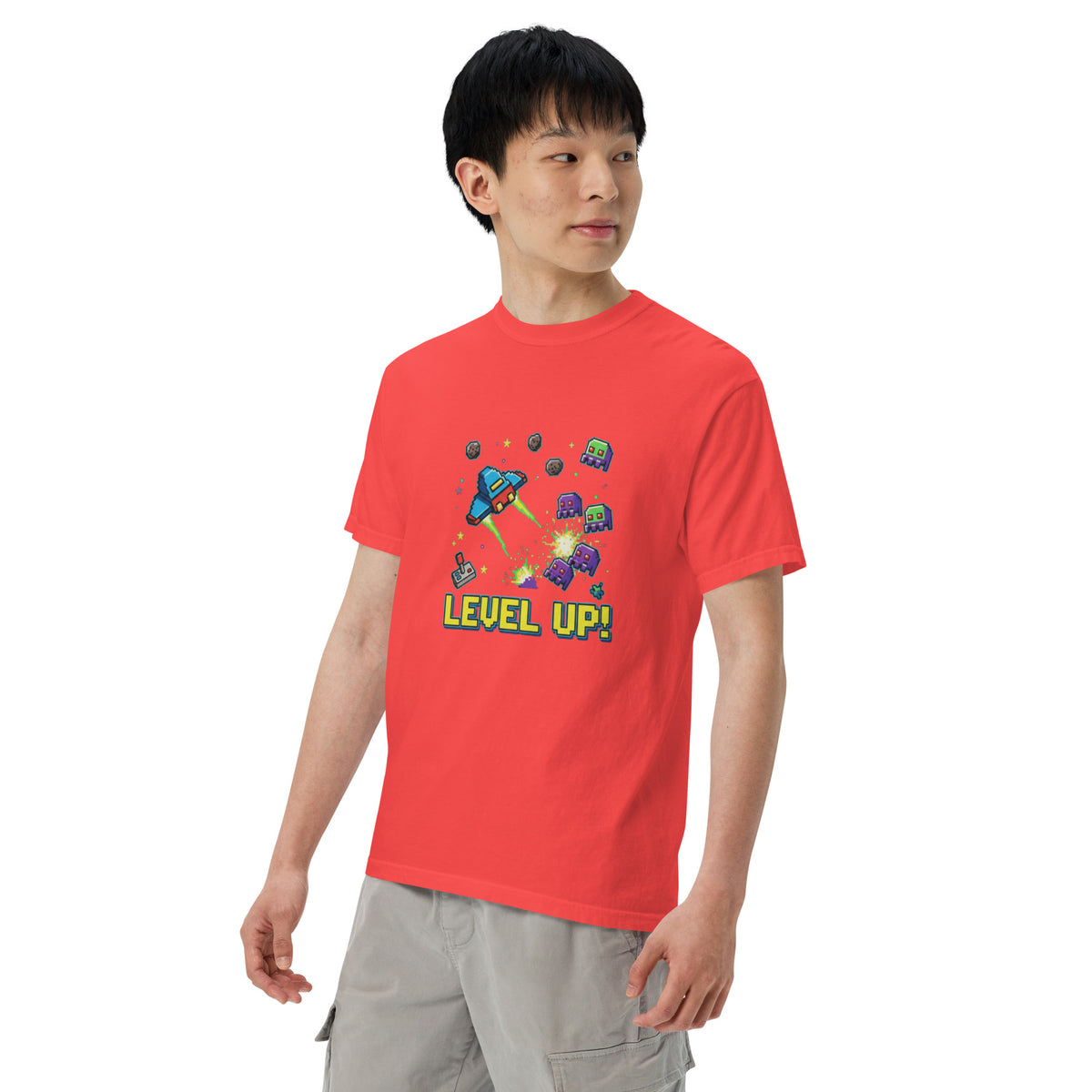 Unisex garment-dyed heavyweight t-shirt, Paprika, left front view