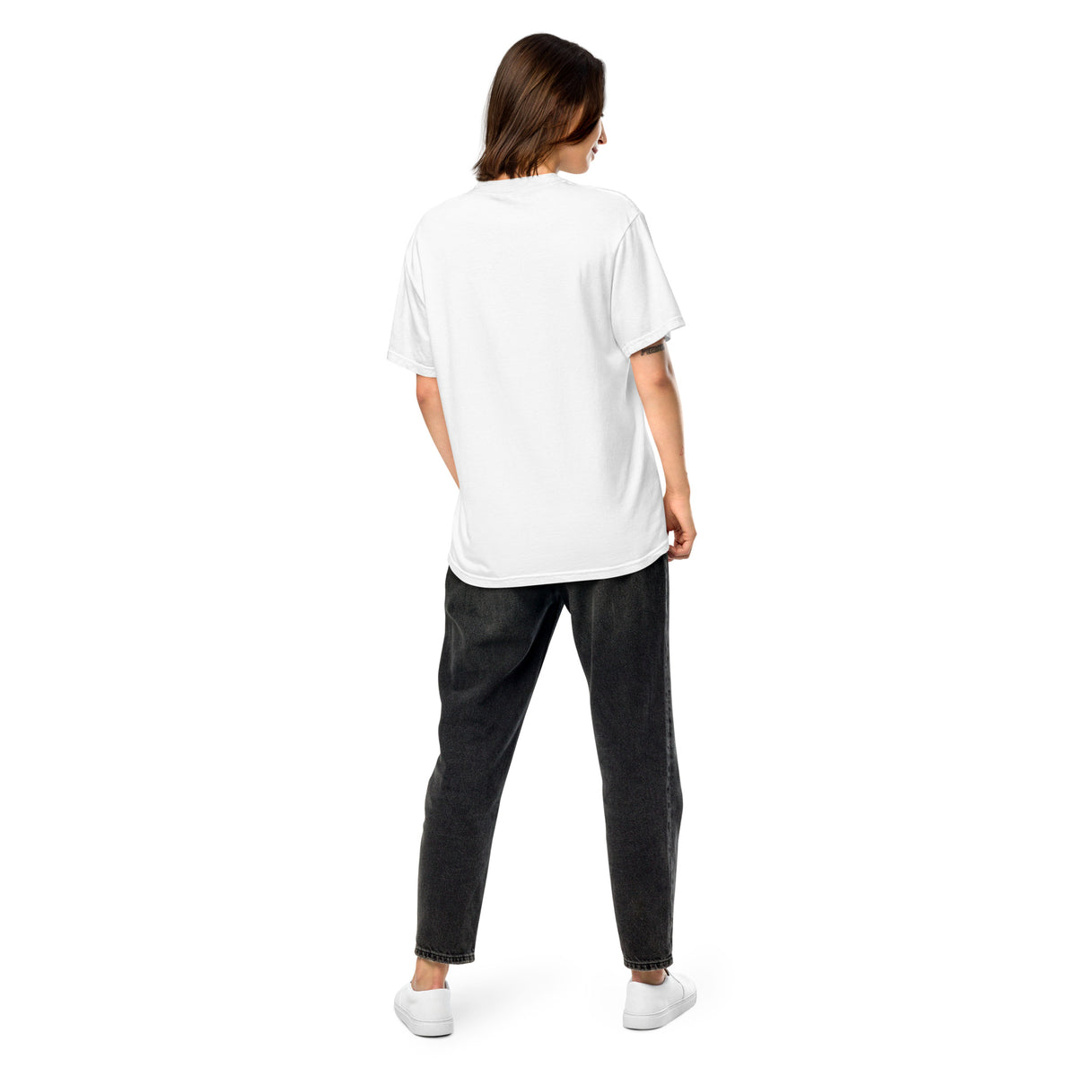 Unisex garment-dyed heavyweight t-shirt, White, back view