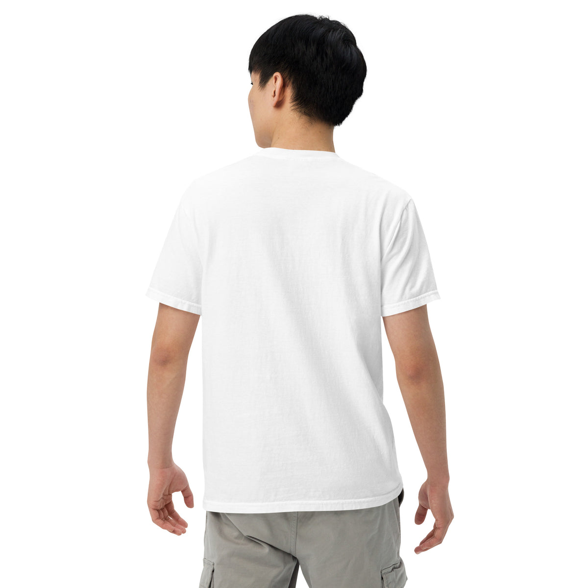 Unisex garment-dyed heavyweight t-shirt, White, back view