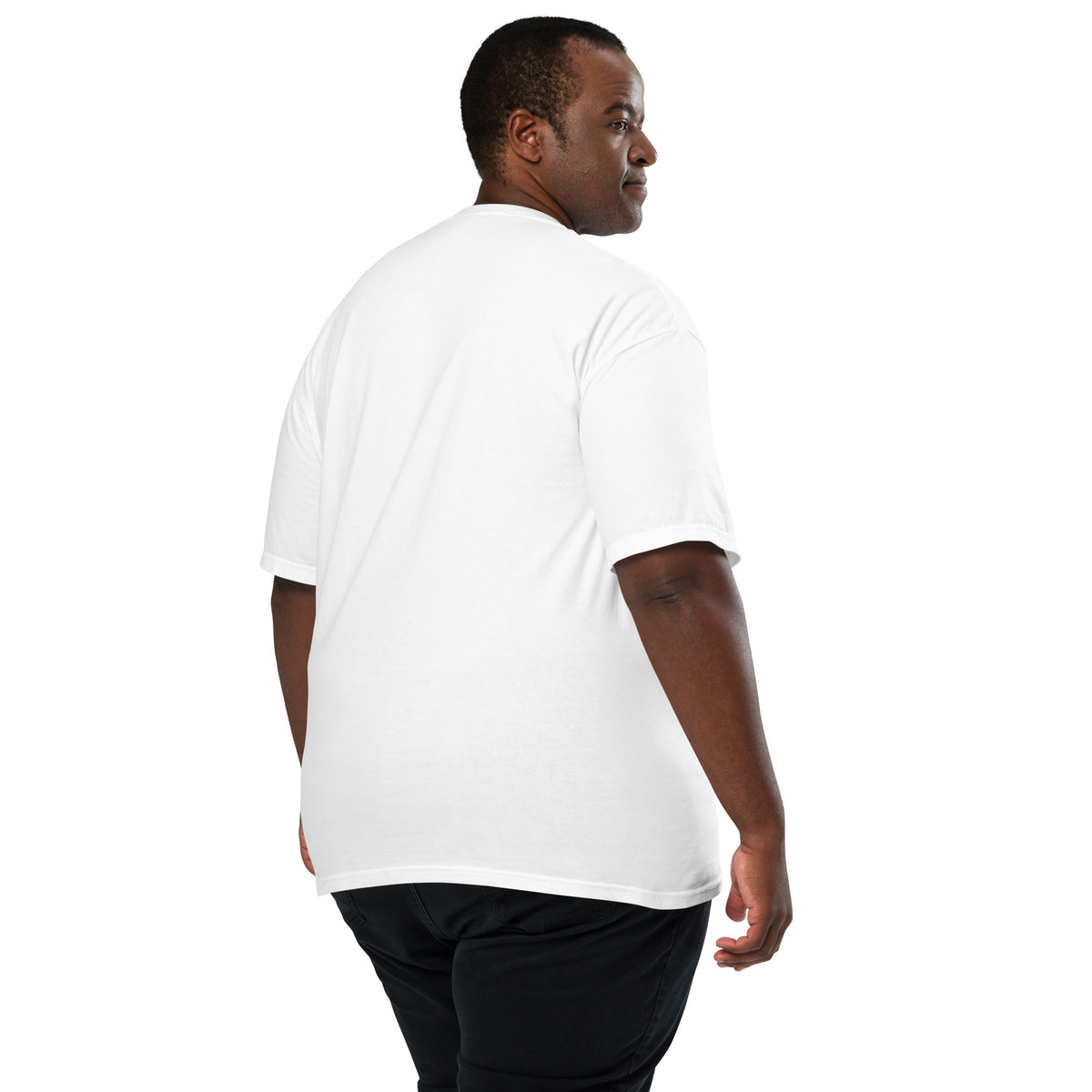 Unisex garment-dyed heavyweight t-shirt, White, back view