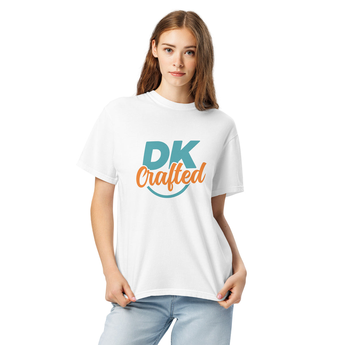 Unisex garment-dyed heavyweight t-shirt, White, front view
