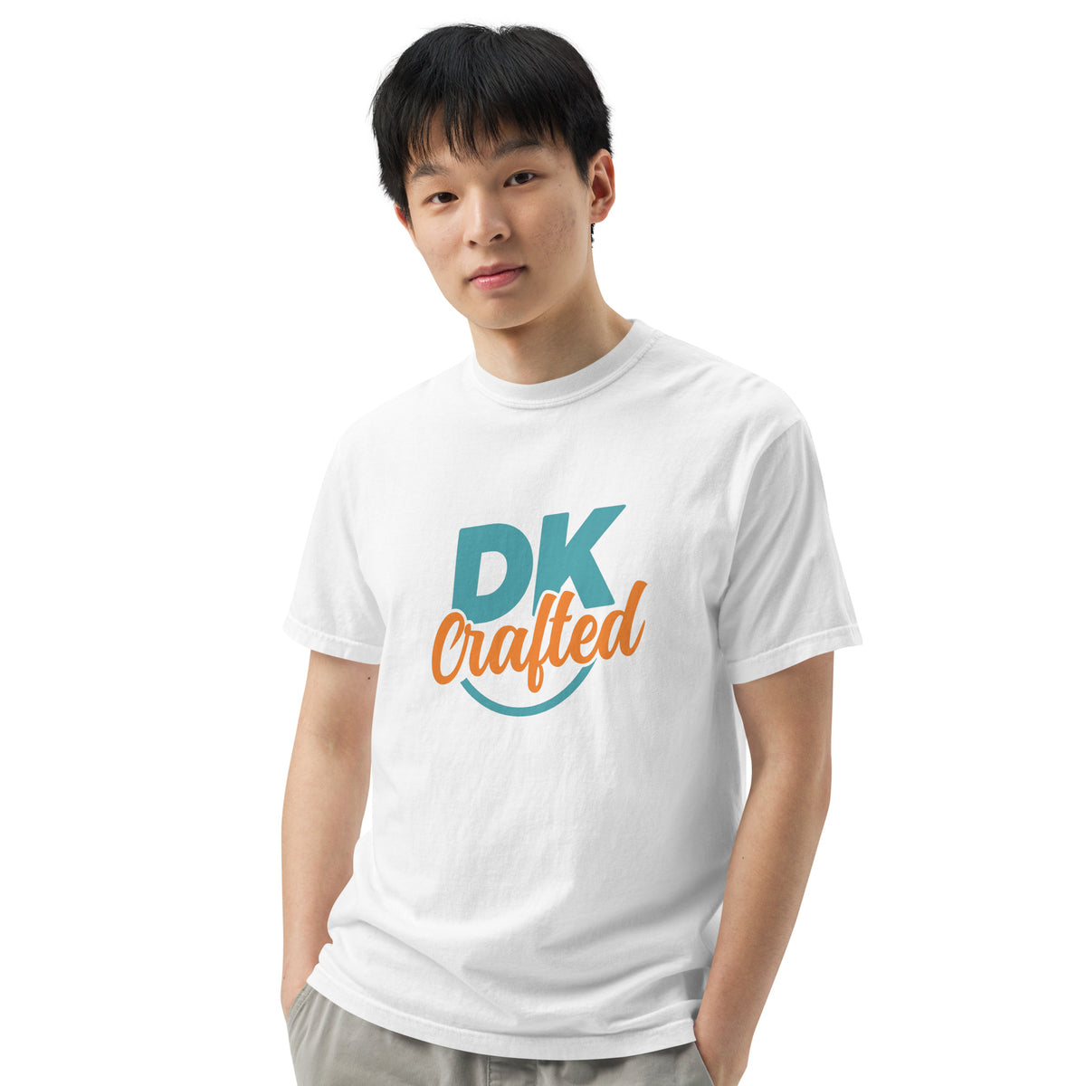 Unisex garment-dyed heavyweight t-shirt, White, front view