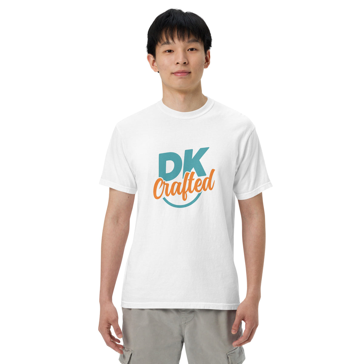 Unisex garment-dyed heavyweight t-shirt, White, front view