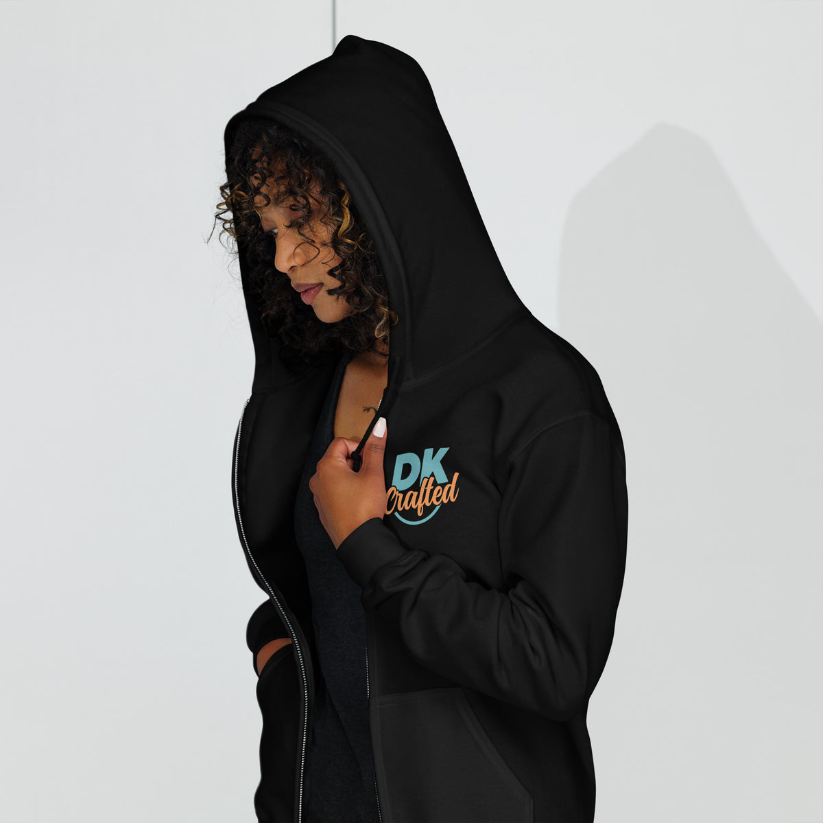 Unisex heavy blend zip hoodie, Black, front view