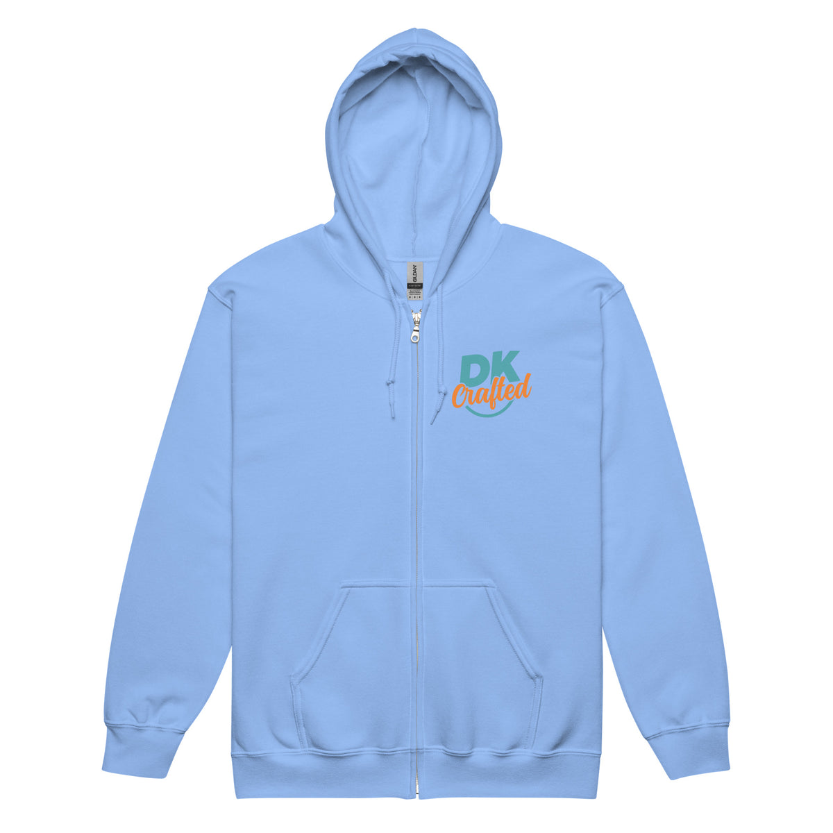 Unisex heavy blend zip hoodie, Carolina Blue, front view