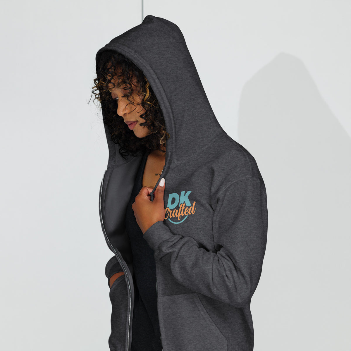 Unisex heavy blend zip hoodie, Dark Heather, front view
