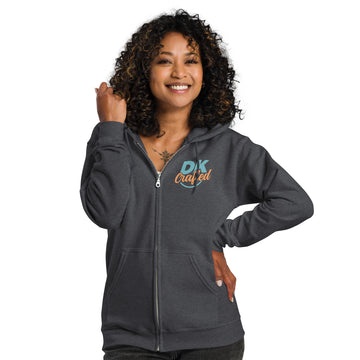 Unisex heavy blend zip hoodie, Dark Heather, front view