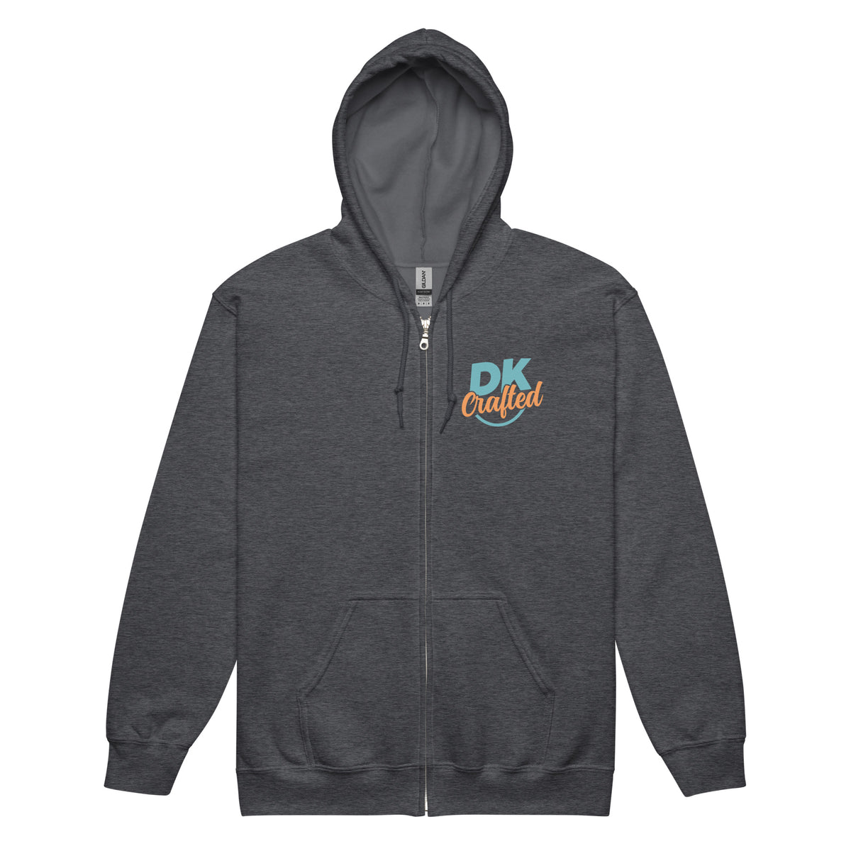 Unisex heavy blend zip hoodie, Dark Heather, front view