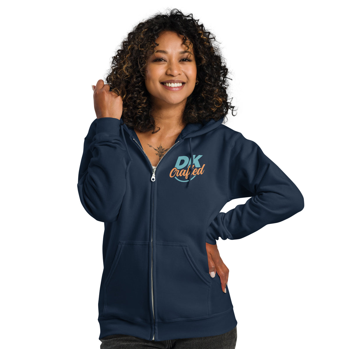 Unisex heavy blend zip hoodie, Navy, front view