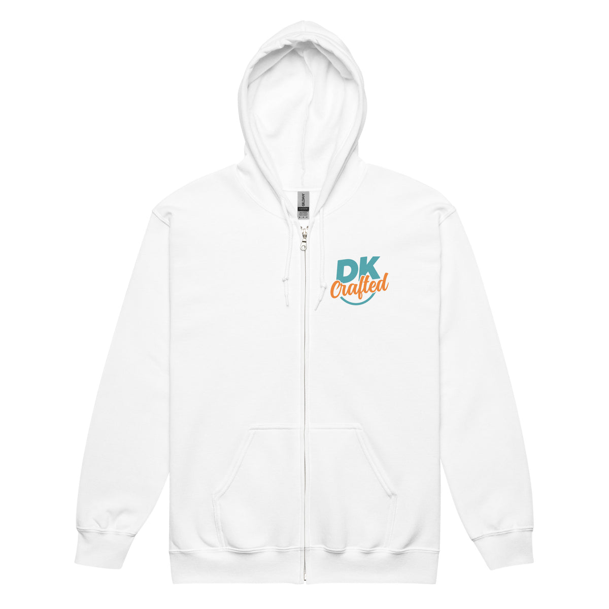 Unisex heavy blend zip hoodie, White, front view