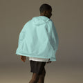 Unisex lightweight zip up windbreaker, Aqua White Zipper, back view