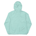 Unisex lightweight zip up windbreaker, Aqua White Zipper, back view