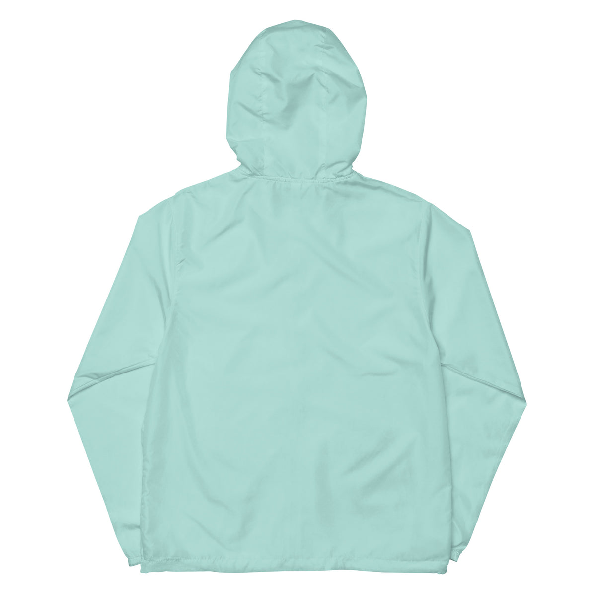 Unisex lightweight zip up windbreaker, Aqua White Zipper, back view