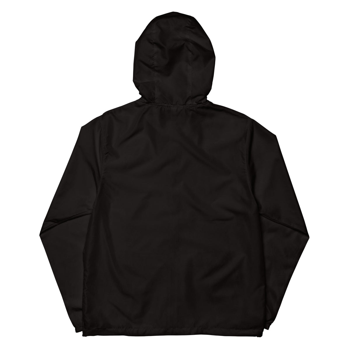Unisex lightweight zip up windbreaker, Black, back view