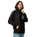 Unisex lightweight zip up windbreaker, Black, right front view