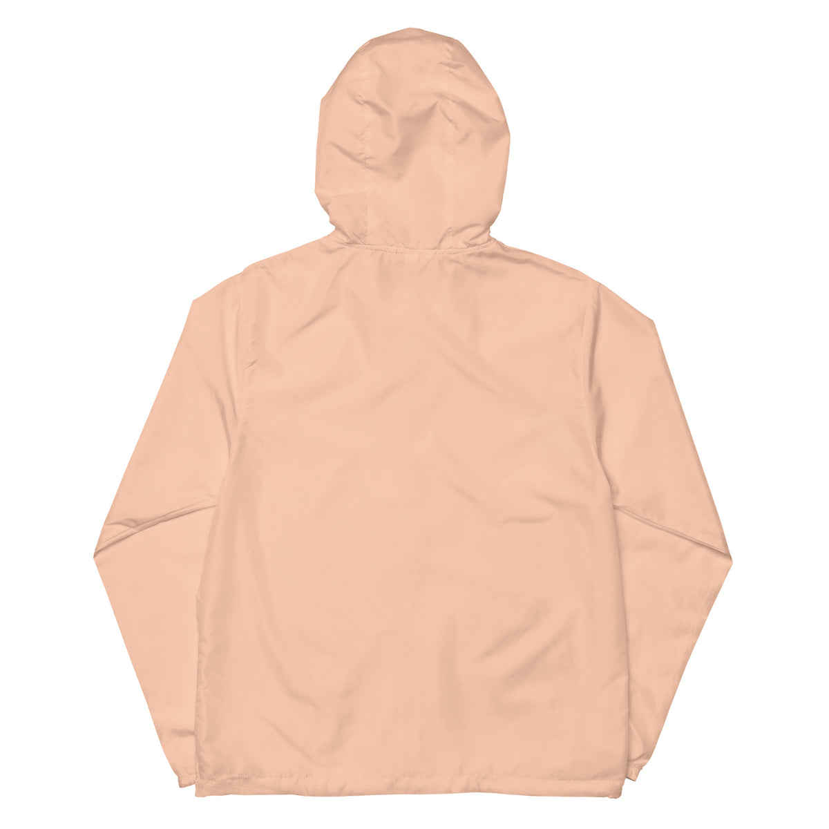 Unisex lightweight zip up windbreaker, Blush White Zipper, back view