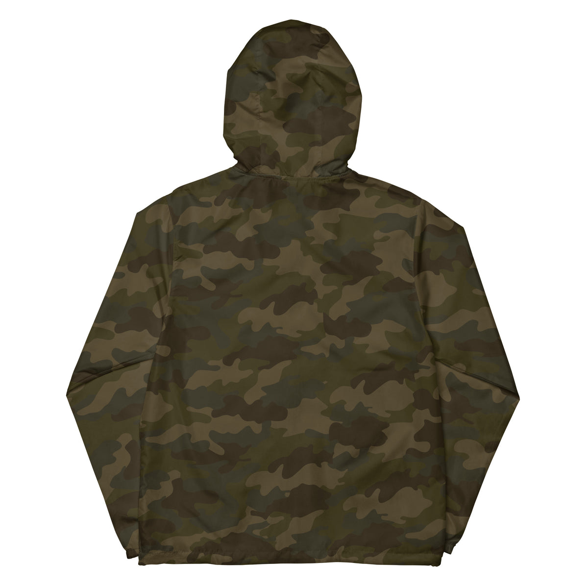 Unisex lightweight zip up windbreaker, Forest Camo, back view