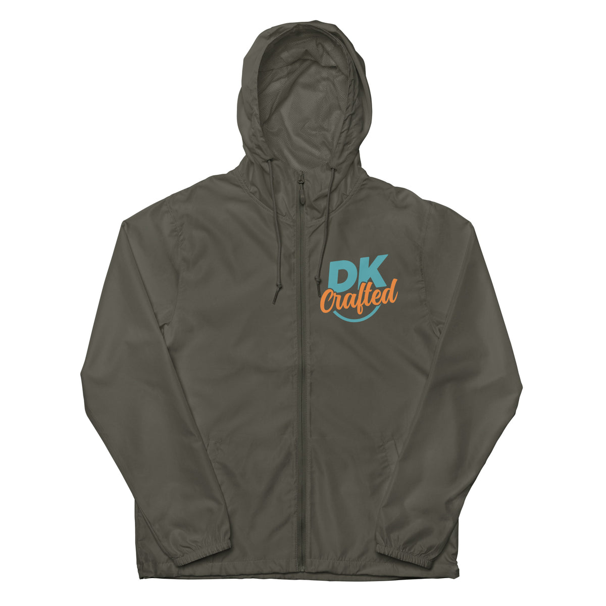 Unisex lightweight zip up windbreaker, Graphite, front view