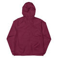 Unisex lightweight zip up windbreaker, Maroon, back view