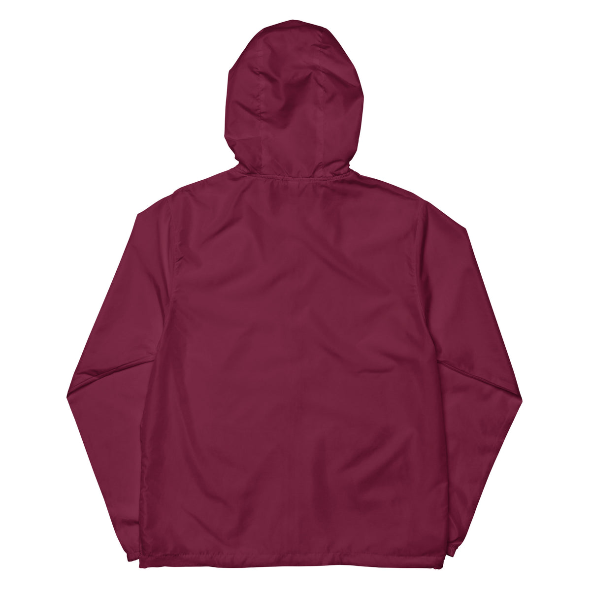 Unisex lightweight zip up windbreaker, Maroon, back view